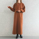 アクアガレージ aquagarage ショートプルオーバーVネックジャンスカセット 春 秋 冬 長袖 M L (ブラウン)