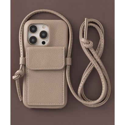エモニーク emonique ポケット付き PUレザー ショルダーコード iPhoneケース カバー （ベージュ）
