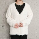 アクアガレージ aquagarage シャギーVネックカーディガン (アイボリー)