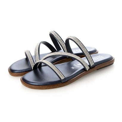 イタリアンシューメーカーズ ITALIAN SHOEMAKERS ラインストーンストラップフラットサンダル （ネイビー）