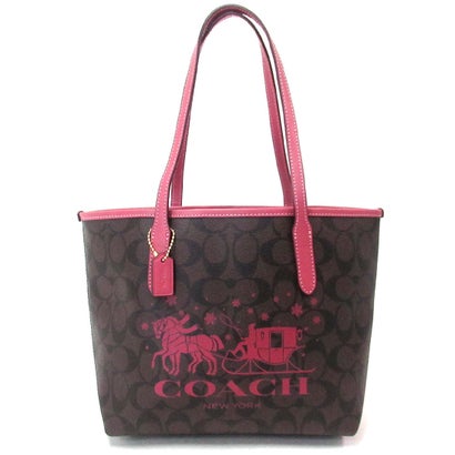 コーチ COACH コーチ バッグ COACH アウトレット ミニ シティ トート・シグネチャー キャンバス・ホース アンド スレイ CM183 IMWA0 （ブラウン×ルージュ）