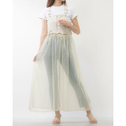 スタイルブロック STYLEBLOCK タフタ×オーガンジーマルチWAYサロペットワンピース (エクリュ)