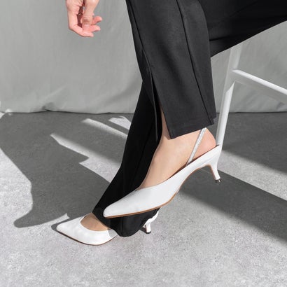 マミアン mamian 5.0cm バックストラップ付きミュールスタイルパンプス／m55202 （ホワイトG）