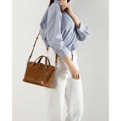 トミエコ Tomieco LEATHER メッシュ素材 デザインバッグ 本革 2wayショルダー (BROWN)