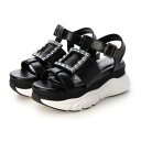 ブリジット バーキン Bridget Birkin スクエアバックルスポーツサンダル (ブラック)