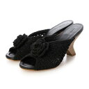 アンヘル アラルコン ANGEL ALARCON ラウンドトウウーブンミュールサンダル (ブラックコンビ)