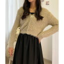 ビビッドレディ VIVIDLADY ふわふわな表面感で着映えするVネックシャギーニットカーディガン (ベージュ)