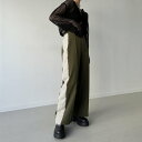ジュノア JUNOAH ラメフェザーサイドラインパンツ (カーキ)