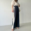 ジュノア JUNOAH ラメフェザーサイドラインパンツ (ネイビー)