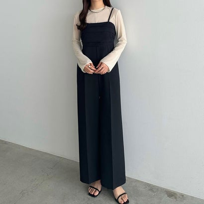 カラウティア callautia callautia タックデザインワイドサロペット (ブラック)