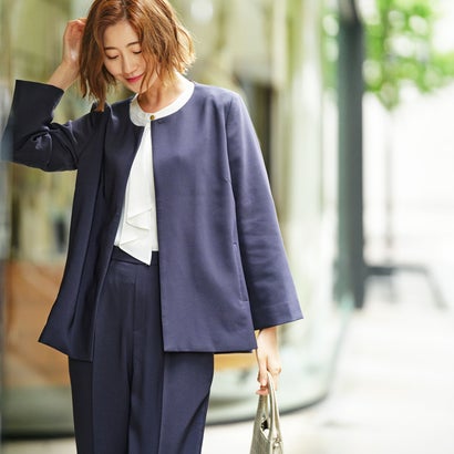 ジーラ GeeRA 【3点セット】フレアーラインジャケットセットアップスーツ （ネイビー）