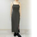 ジュノア JUNOAH バックリボンIラインキャミワンピース (チャコール)