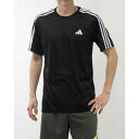 アディダス adidas メンズ 半袖機能Tシャツ トレイン エッセンシャルズ スリーストライプス トレーニング半袖Tシャツ IB8150 (ブラック/ホワイト)