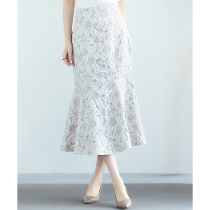 セゾンドパピヨン SAISON DE PAPILLON フクレジャガードマーメイドミモレ丈スカート （グレー）