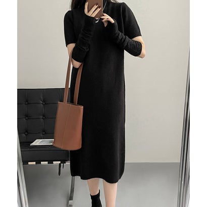 アルゴトウキョウ ARGO TOKYO High-neck Kint Onepiece (With Hand Gloves) 29034 ハイネックニットワンピース 手袋付き （ブラック）