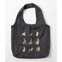ジュビリー Jubilee 猫刺繍 コーデュロイ トートバッグ 犬 ネコ (ダークグレー)