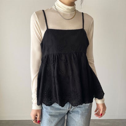 ジュノア JUNOAH スカラップレースキャミビスチェ （ブラック）のサムネイル