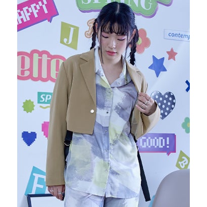 ミエット miette サイドベルトカッティングショートジャケット (ベージュ) ミエット miette サイドベルトカッティングショートジャケット (ベージュ)