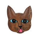 カンカン KANKAN ウッドキャットブローチ (ブラウン)