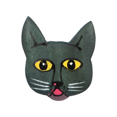 カンカン KANKAN ウッドキャットブローチ (ブラック)