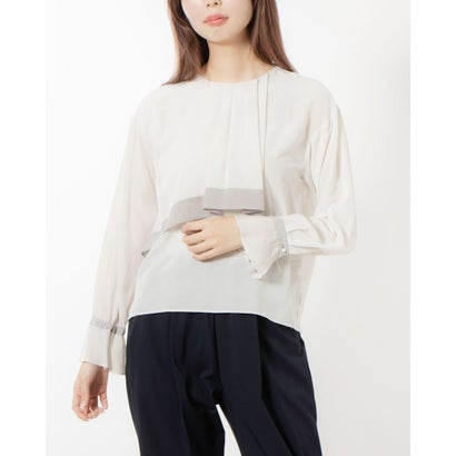 センソユニコ Sensounico LrdR New Normal RAW FUDGE バイカラー切替アシメドレープブラウス （ベージュ）