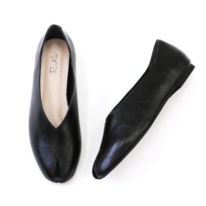 リーカ RiiiKa Vカットオープントゥパンプス （black）