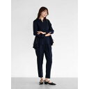 ヴァン Vin Vin NAVY チュールバックペプラムブラウス&パンツセットアップ (ネイビー)