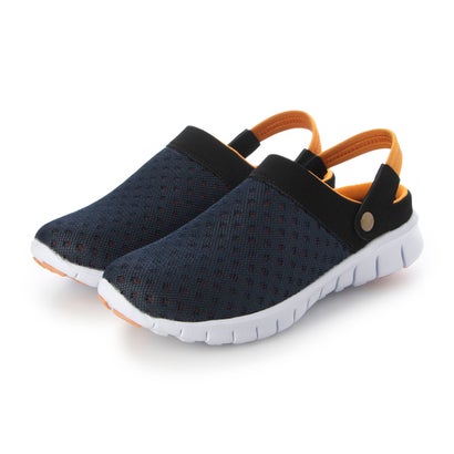 デクト Dect サンダル スポーツサンダル メッシュ サボサンダル クロッグ シューズサンダル スリッポン メンズ かかとなし 2way ストラップ メンズシューズ 紳士靴 （ネイビー/オレンジ）