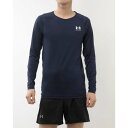 アンダーアーマー UNDER ARMOUR メンズ フィットネス 長袖コンプレッションインナー UAヒートギア フィッティド ロングスリーブシャツ 1387940 （Midnight Navy//White）