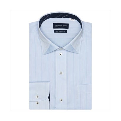 トーキョーシャツ TOKYO SHIRTS 【超形態安定・大きいサイズ】 ワイドカラー 長袖 ワイシャツ (ブルー)