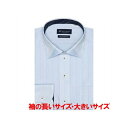 トーキョーシャツ TOKYO SHIRTS 【超形態安定・大きいサイズ】 ワイドカラー 長袖 ワイシャツ （ブルー）