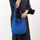 クーコ COOCO メタリック柄編みロングハンドルトートバッグ （ブルー）