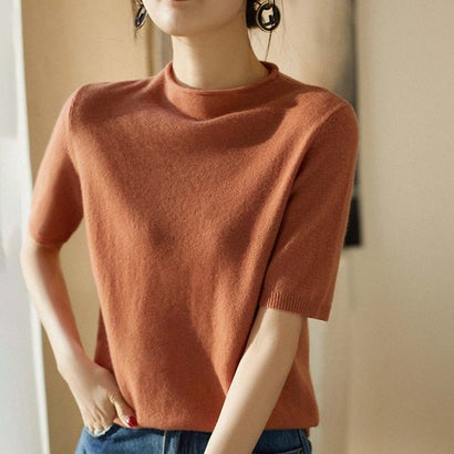 メゾンドラティール maison de LATIR 半袖ボトルネックニット （オレンジ）