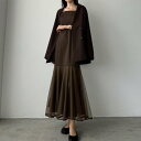 ルエレ Louere Louere 裾シアーチュールマーメイドキャミワンピース (ブラウン)