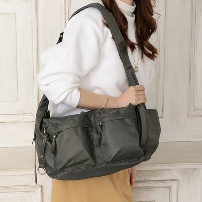 ベース BASE ダブルポケットナイロンショルダーバッグ （グレー）