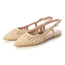 プリティ・バレリーナ Pretty Ballerinas ELLA woven leather slingback（エラ ウーブン レザー スリングバック）ポインテッドシューズ （BUTTER）