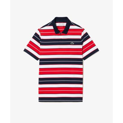 ラコステ LACOSTE マルチカラーボーダーウルトラドライポロシャツ (レッド)