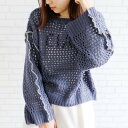 アクアガレージ aquagarage メッシュメローニットトップス 春 秋 冬 (ブルー)