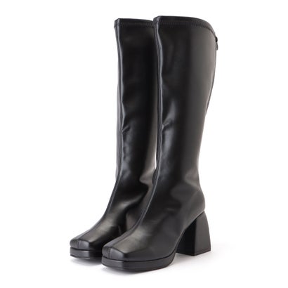 レースレディース Lace Ladies スクエアトゥストレッチショートブーツ （ロング丈ブラック）