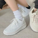 シューズインクローゼット Shoes in Closet -シュークロ- 厚底 プラットフォーム リブソール レースアップ スニーカー 2527 （ホワイト）