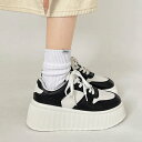 シューズインクローゼット Shoes in Closet -シュークロ- 厚底 プラットフォーム コートタイプ スニーカー 2428 (ブラック/ホワイト)