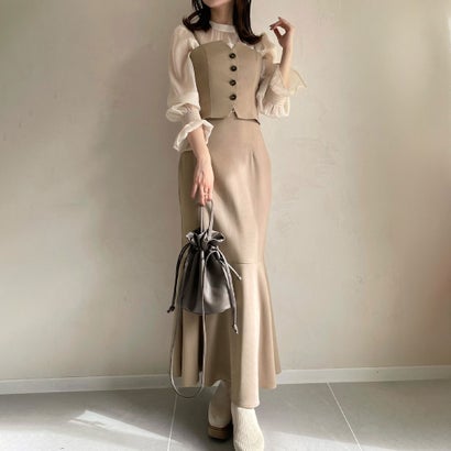 ジュノア JUNOAH デザインビスチェマーメイドスカートセット （ベージュ）