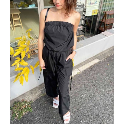 スパイラルガール SPIRALGIRL ドロストワイドカーゴベアオールインワン （ブラック）