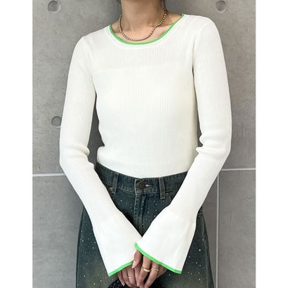 [新色追加][販売枚数3万枚！][二の腕すっきり]クルーネックフレアスリーブ配色リブニットトップス locondo-13642030 LOCOMALL(ロコンド公式ストア) パッケージ画像