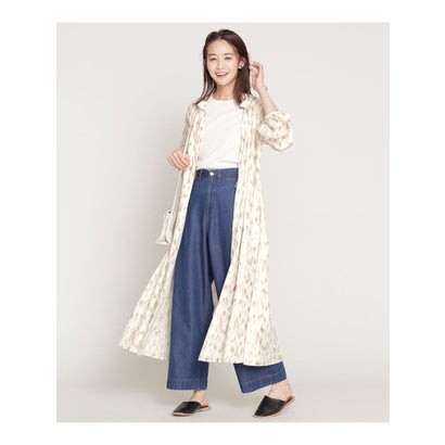 ナノ・ユニバース NANO universe ぼかしプリントギャザーワンピース 長袖 （アイボリー）