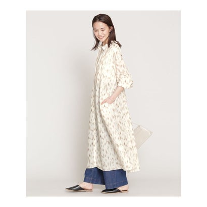 ナノ・ユニバース NANO universe ぼかしプリントギャザーワンピース 長袖 （アイボリー）
