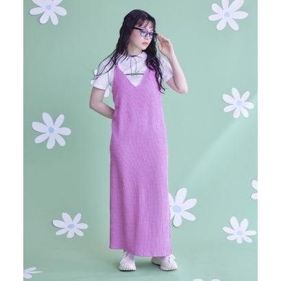 ミエット miette ナミナミジャガードキャミソールワンピース （パープル）
