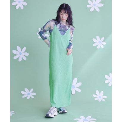 ミエット miette ナミナミジャガードキャミソールワンピース （ライトグリーン）