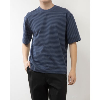 ティゴラ TIGORA メンズ 半袖Tシャツ コットンセミワイドTシャツ ボーダー TR-9C1134TS (グレー)