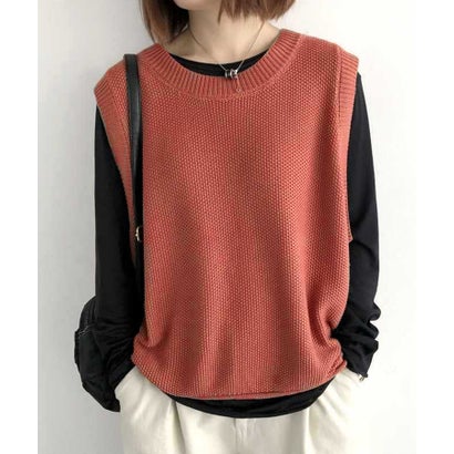 エスイーユー SEU 裾くるりデザインニットベスト （レンガ）